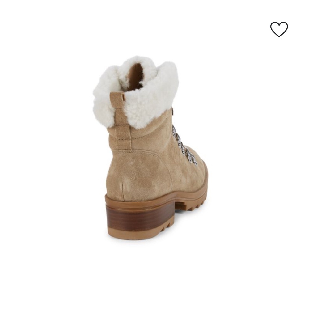 Marc Fisher Beige Suede Winter Boots with White Fur - Picture 3 of 12
